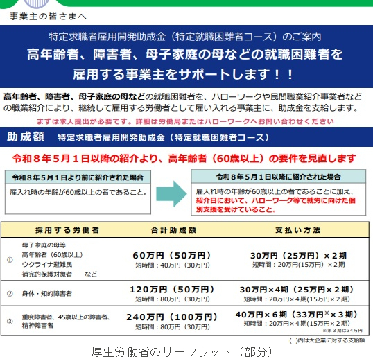 厚生労働省のリーフレット(部分)