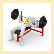 ベンチプレスなどの筋力トレーニング中に発生する体幹のバグ。高重量を支えるための安定性と、正しい出力経路を損なうエラーのイメージ。