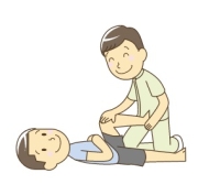 肉離れの施術風景のイメージイラストです