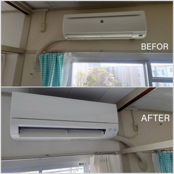 大阪府高槻市でのエアコン入替工事 Before After