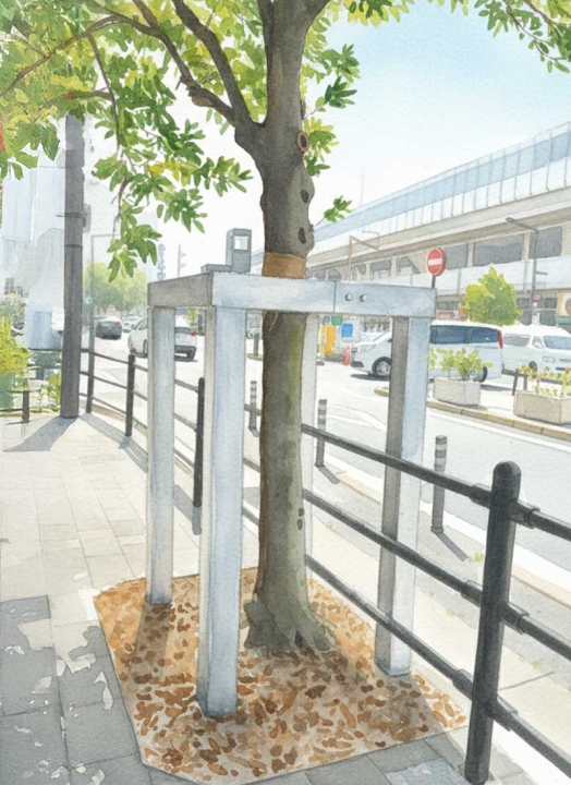 街路樹用金属支柱イメージイラスト