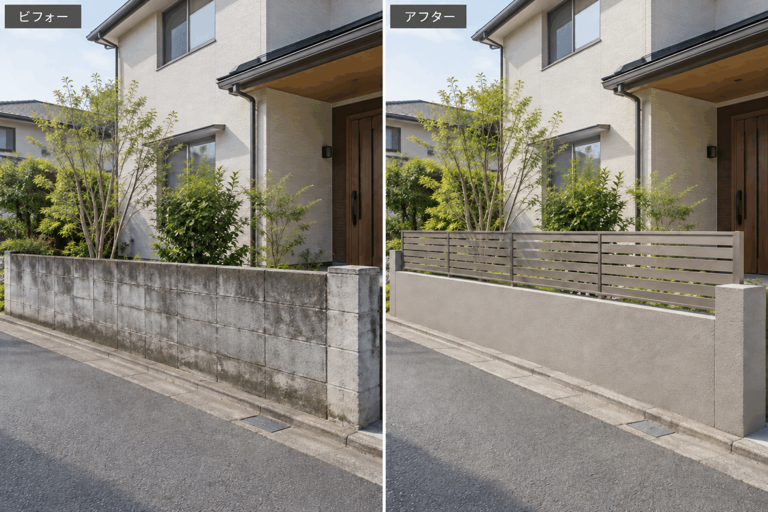 塀のビフォー・アフター参考イメージ