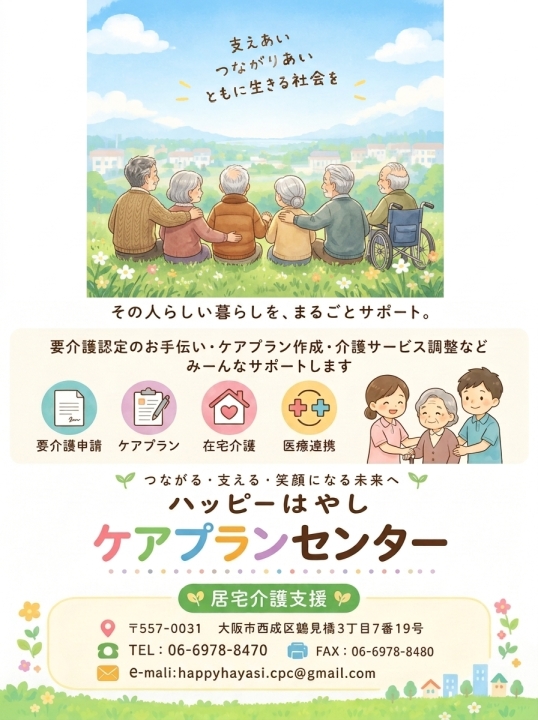 草花のある丘で寄り添って座る高齢者の皆さん