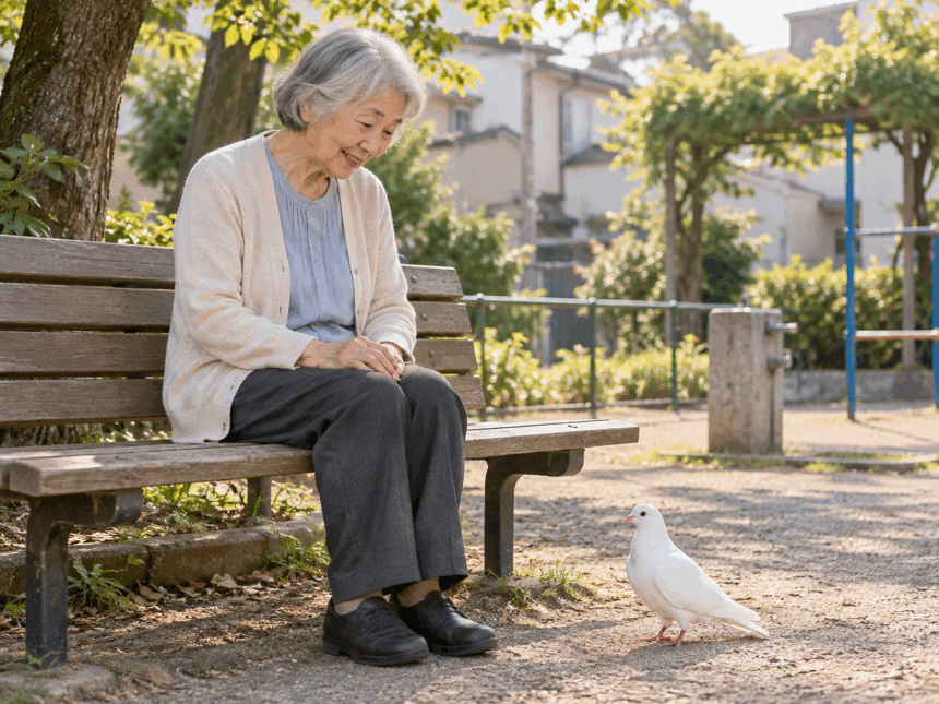 朝のベンチ — 白い鳩しーちゃんの物語
