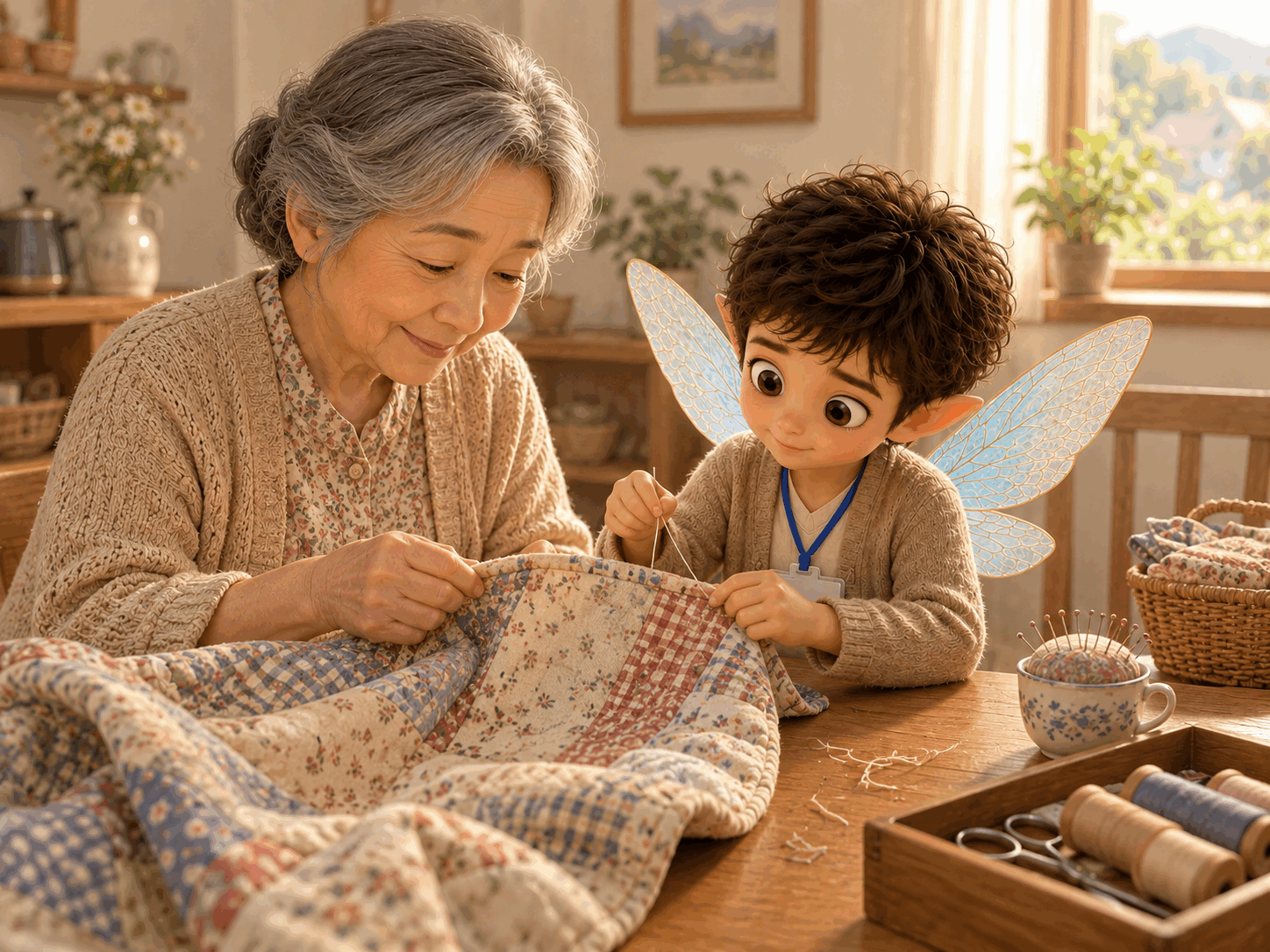 第6部「斜めの縫い目」の場面を描いた、さばくんの新しい挿絵